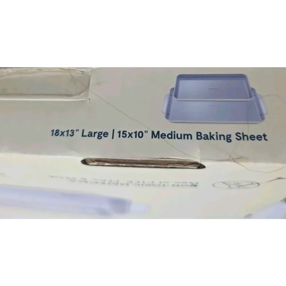 Caraway Home 2pc Duo Baking Sheet Set Cream: Nonstick Bakeware Set with